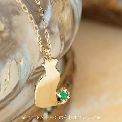 【チャリティ対象商品】K18  猫ネックレス モモ (S)　