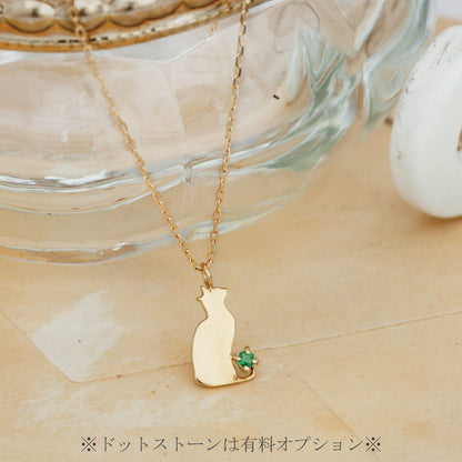 【チャリティ対象商品】K18  猫ネックレス モモ (S)　