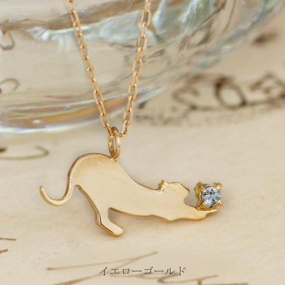 【チャリティ対象商品】K10   猫ネックレス ソラ (S)　