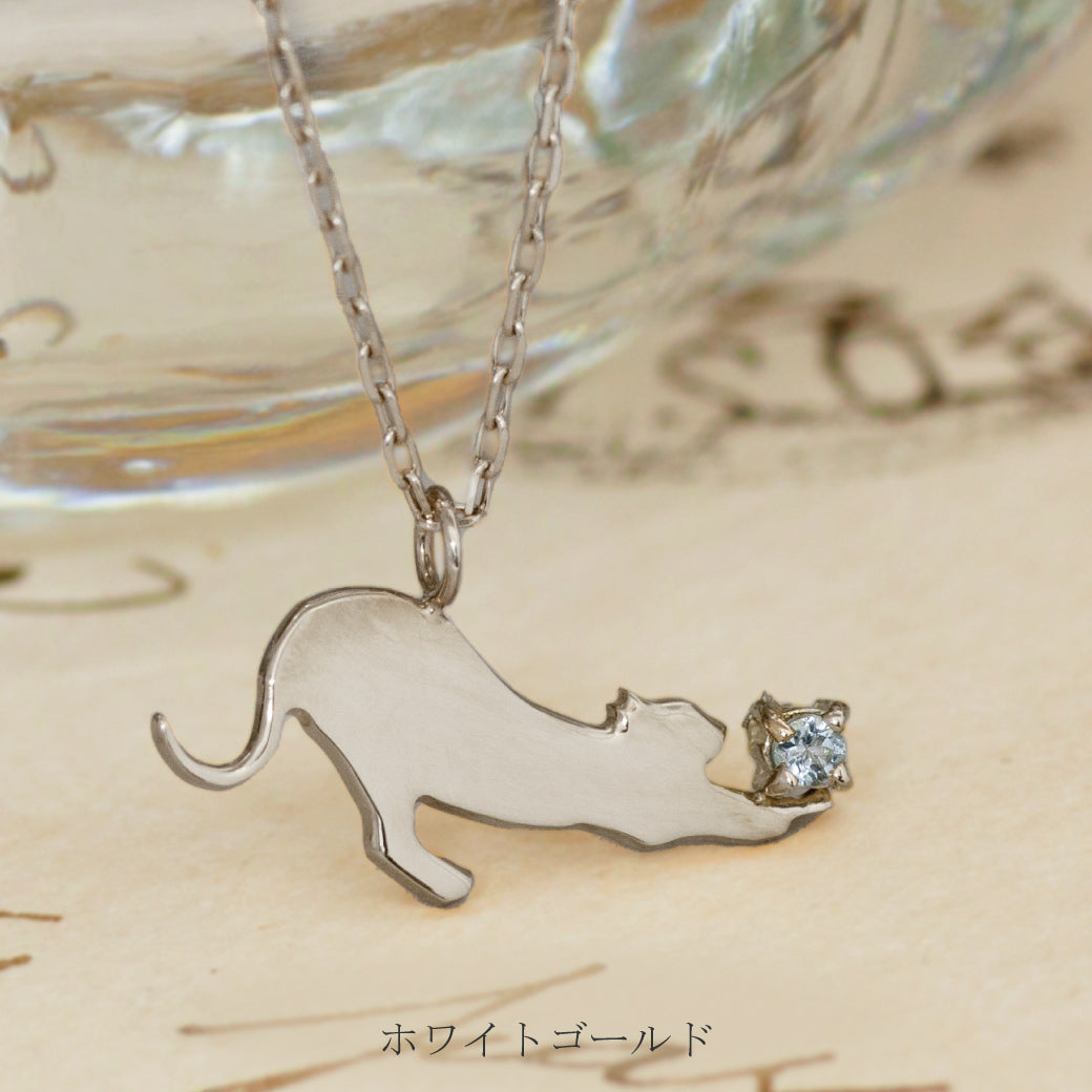 【チャリティ対象商品】K10   猫ネックレス ソラ (S)　