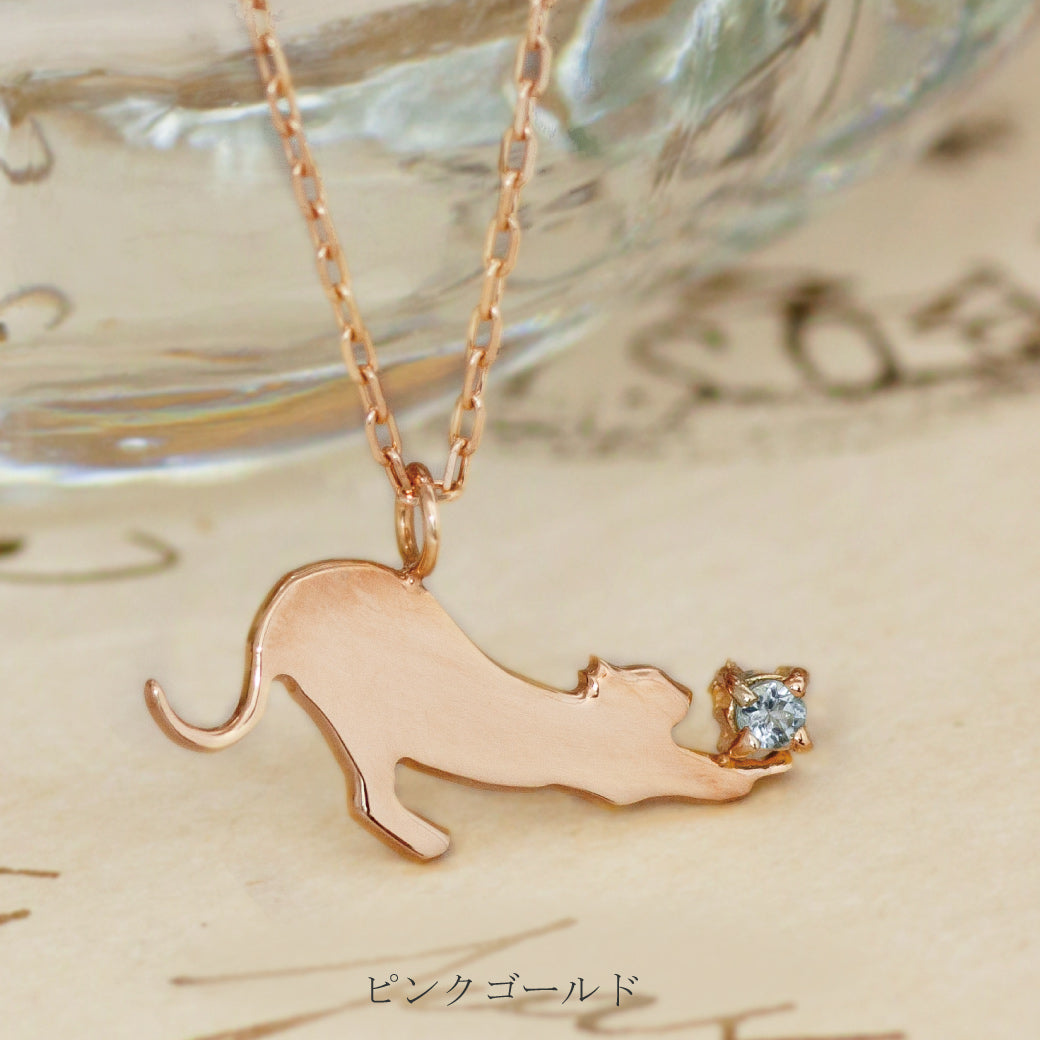 【チャリティ対象商品】K10   猫ネックレス ソラ (S)　