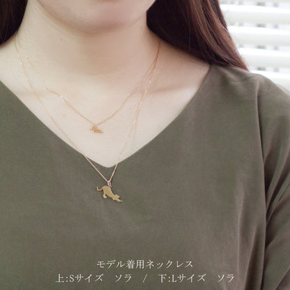 【チャリティ対象商品】K10   猫ネックレス ソラ (S)　