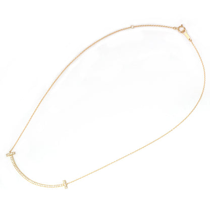 【Natural】K18 PT コンビ スマイル ラインネックレス 0.3ct　