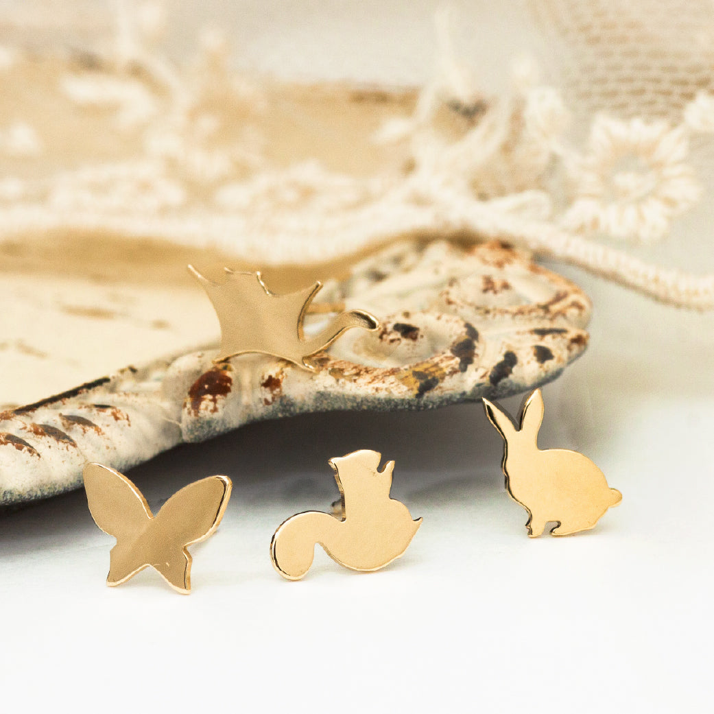 P00251【Foresta ～フォレスタ～】K10 モモンガ ゴールドピアス
