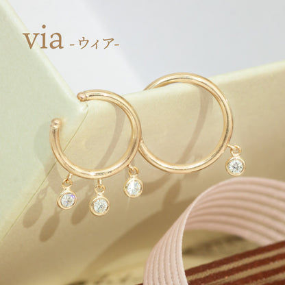 【Natural】K10  一粒ダイヤ イヤーカフ Via
