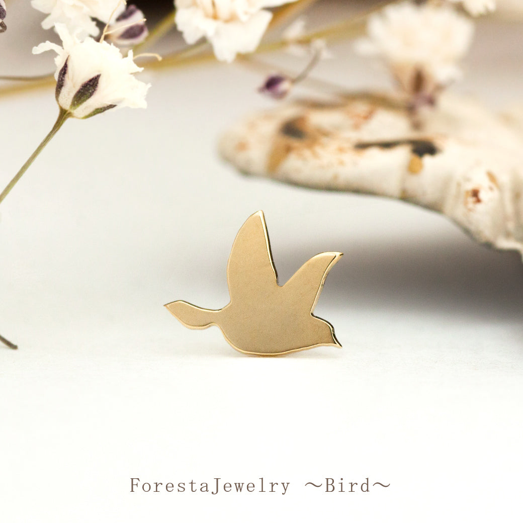 K10 Foresta フォレスタ バード ゴールドピアス 片耳　