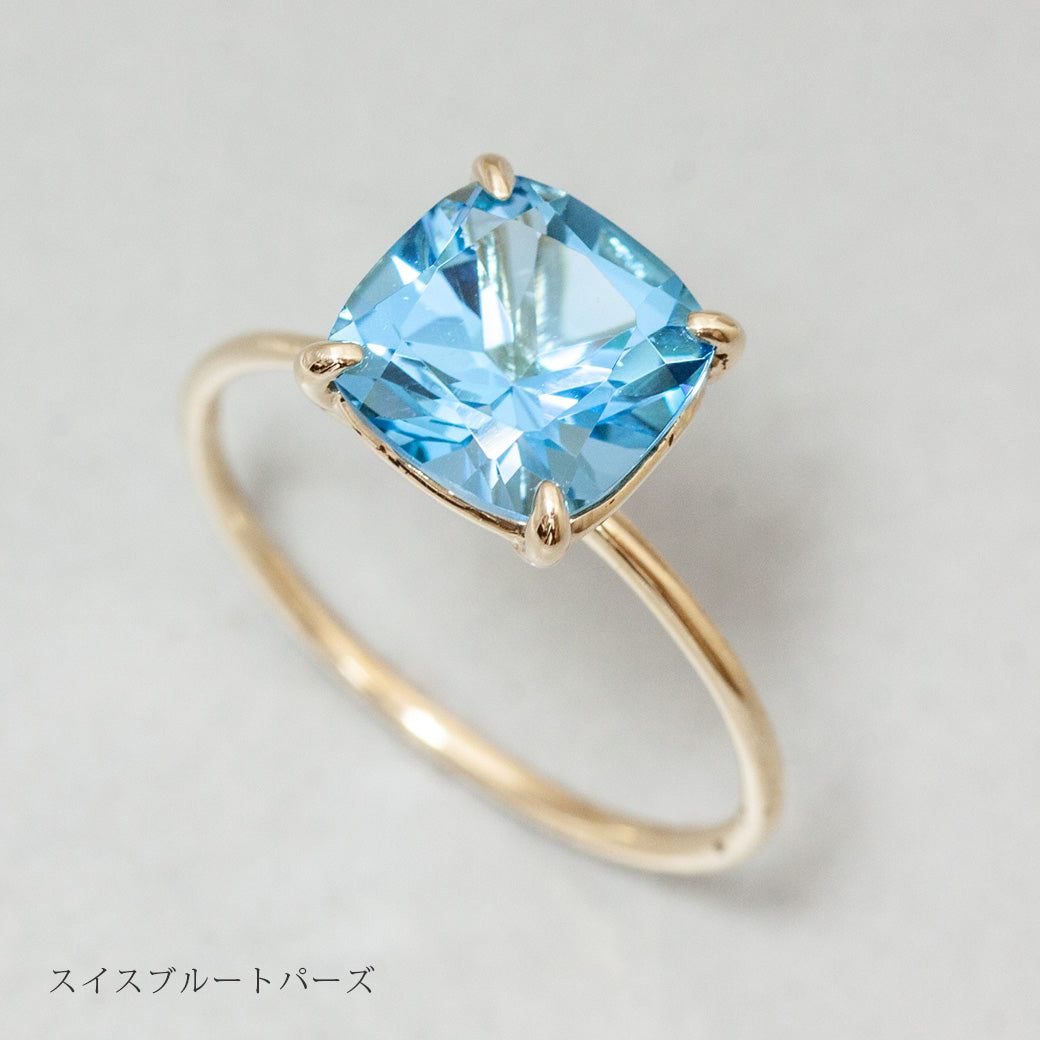 K18 カラーストーンリング CUSHION クッション スクエア – SISTINA JEWELRY