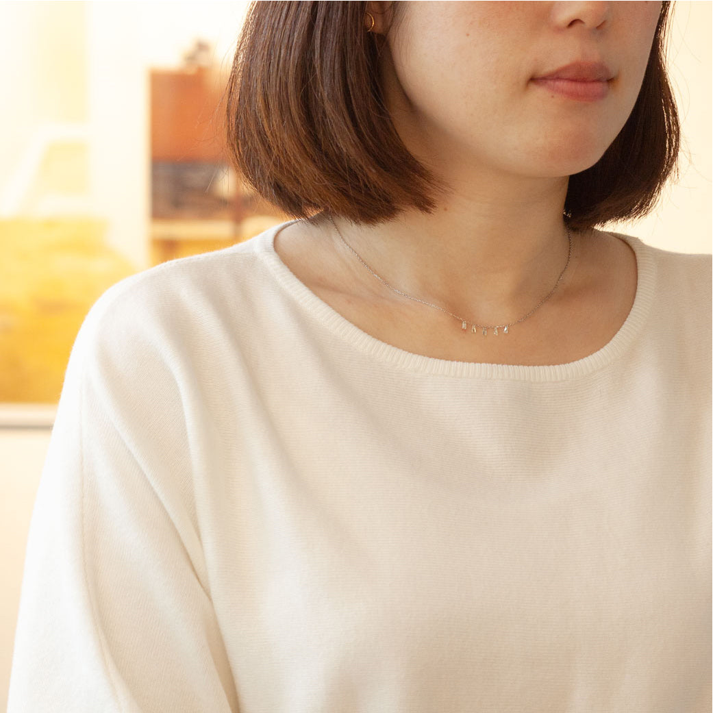 【LIMITED】【Natural】プラチナ 0.53ct テーパーダイヤ ネックレス　