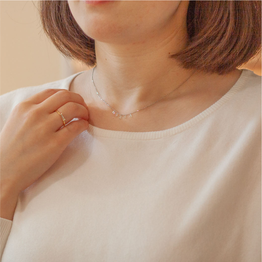 【LIMITED】【Natural】プラチナ 0.53ct テーパーダイヤ ネックレス　