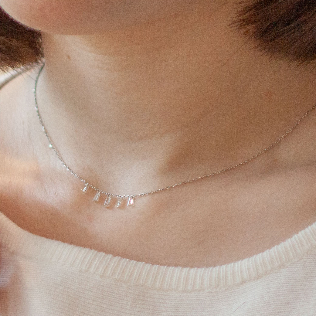 【LIMITED】【Natural】プラチナ 0.53ct テーパーダイヤ ネックレス　